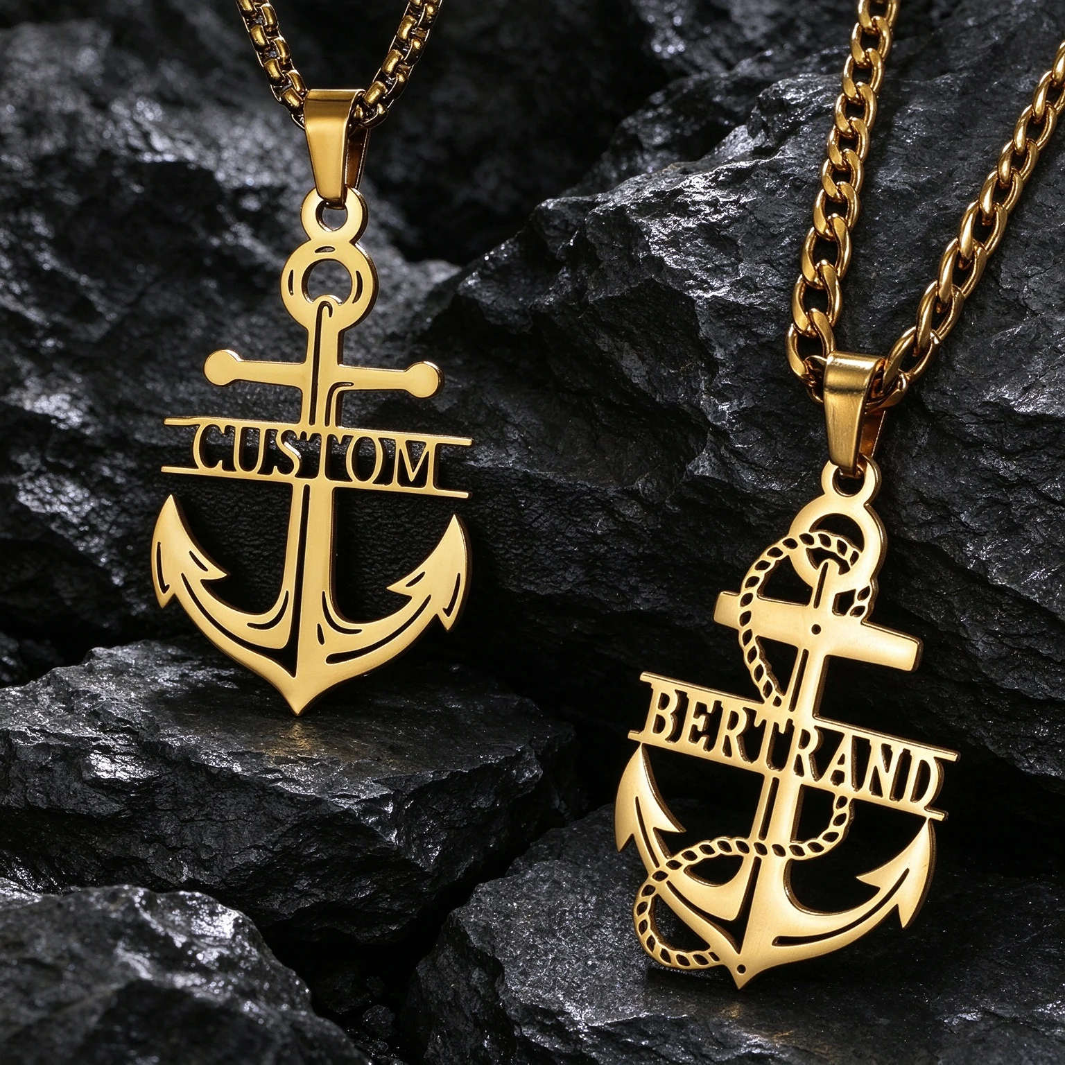 Custom Name Anchor Necklace Personalised Nameplate Stainless Steel Jewelry Pendant Boat for Women Men Necklaces Christmas Gift