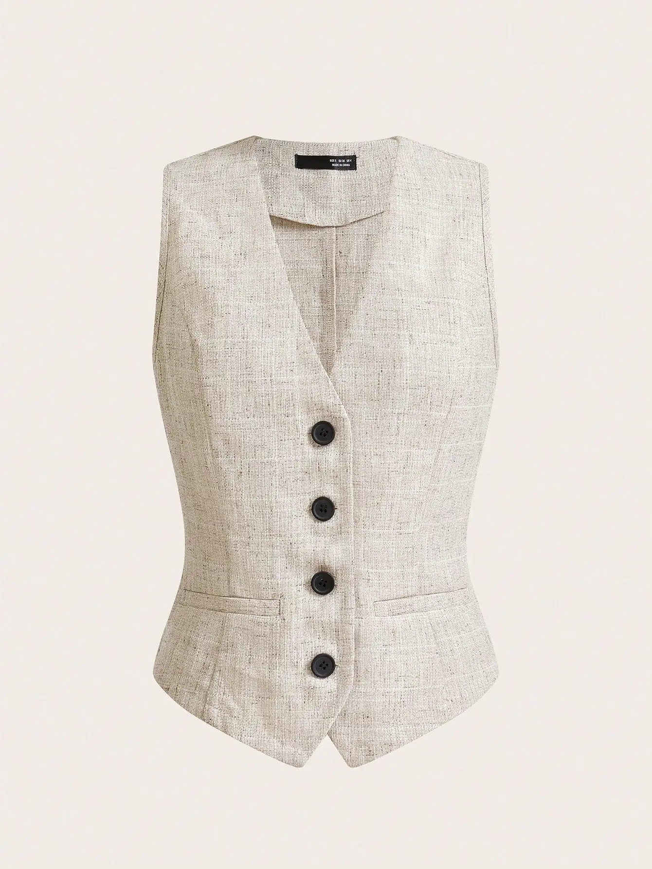 Set van mouwloos vest en shorts met knopen voor dames, zakelijke casual outfit voor werk of dagelijks gebruik