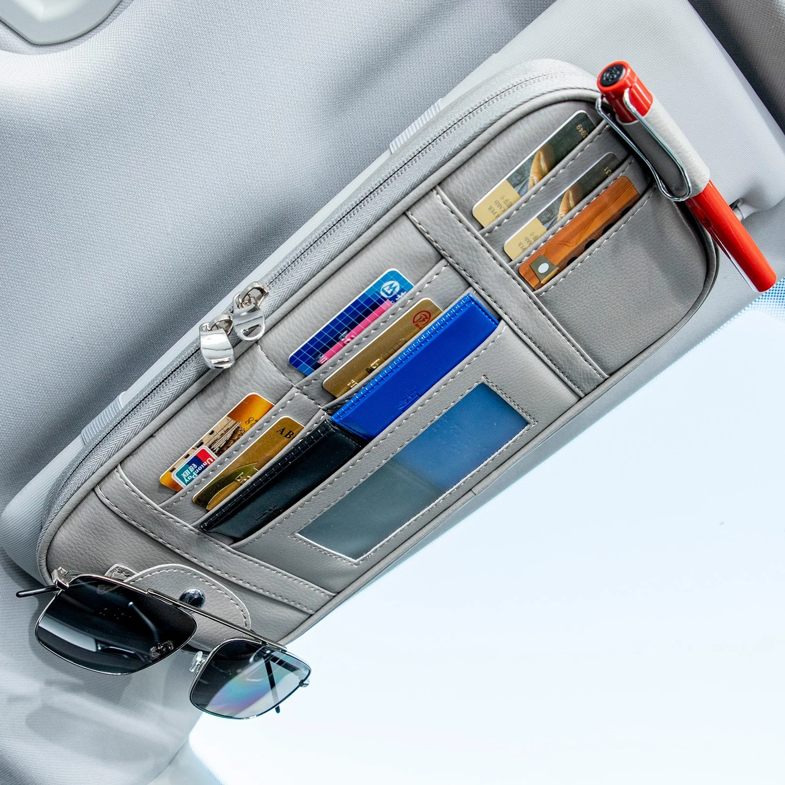 

Car Sun Visor Point Pocket Organizer Pouch Bag Card Glasses Storage Holder IC Card Holder Sunshade Bag Car-styling