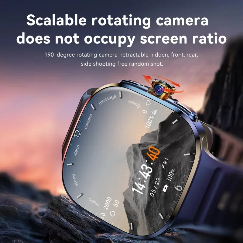New M99 5G Smartwatch2.4-inch AMOLED Android OS Rotary Camera SIM Card Slot WiFi 24/7 Health Monitoring for Men and Women