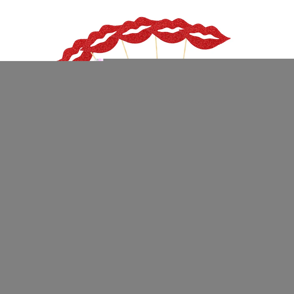 

60 Pcs Red Lips Photo Props Carnival Booth Funny Birthday Selfie Mouth Photobooth Hand-held Decorate