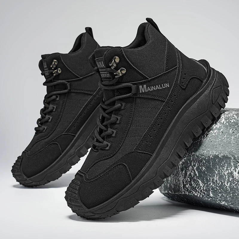 Neue Herren-Wanderstiefel, High-Top-Sportschuhe in Übergröße, bequeme, leichte Freizeitschuhe mit dicker Sohle, Suita – Detail 2