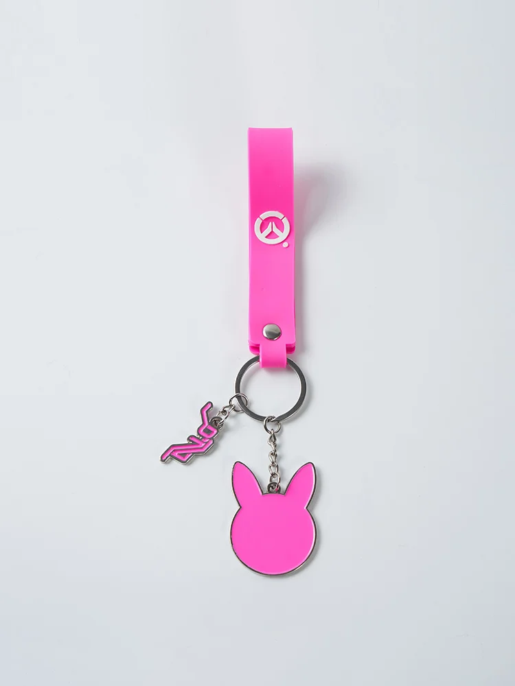 Game Overwatch D.Va Keychains Cute Pink Bunny Holder Car Metal Keyrings Phone Bag Hanging Jewelry Gifts