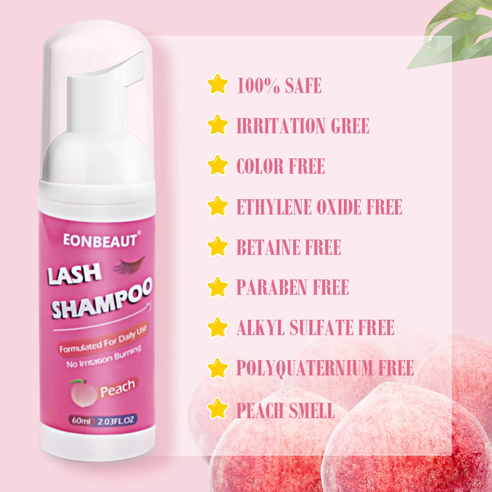 Wimpernshampoo Mousse 60 ml Wimpernverlängerung Falsche Wimpern Kleber Reinigungsschaumpumpe Keine Stimulation Make-up-Werkzeug Zubehör Sauber