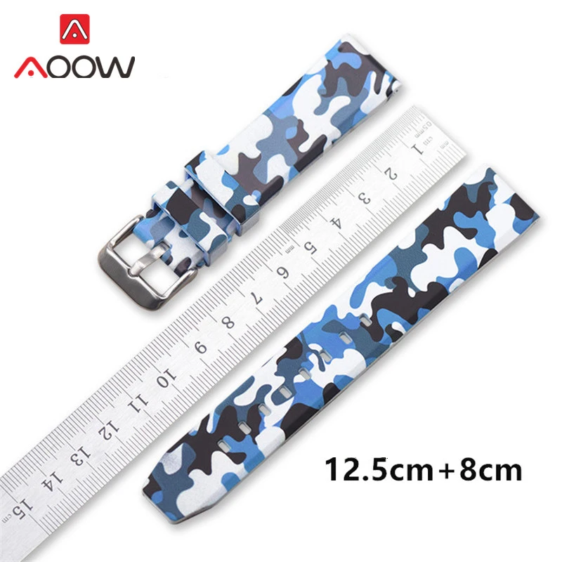 20/22/24mm Camo Silicone Sport Strap Quick Release Waterproof Band for Samsung Galaxy Wtach 46mm S3 Huawei GT Amazfit GTR 47mm