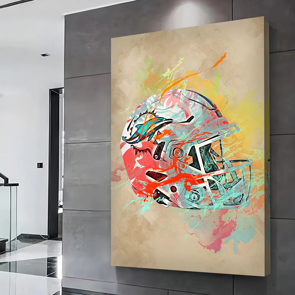 ميامي الدلافين خوذة المشارك تخصيص مطبوعة حائط لوح رسم الفن هدية للديكور الداخلي غرفة الحمام ديكور المنزل #2