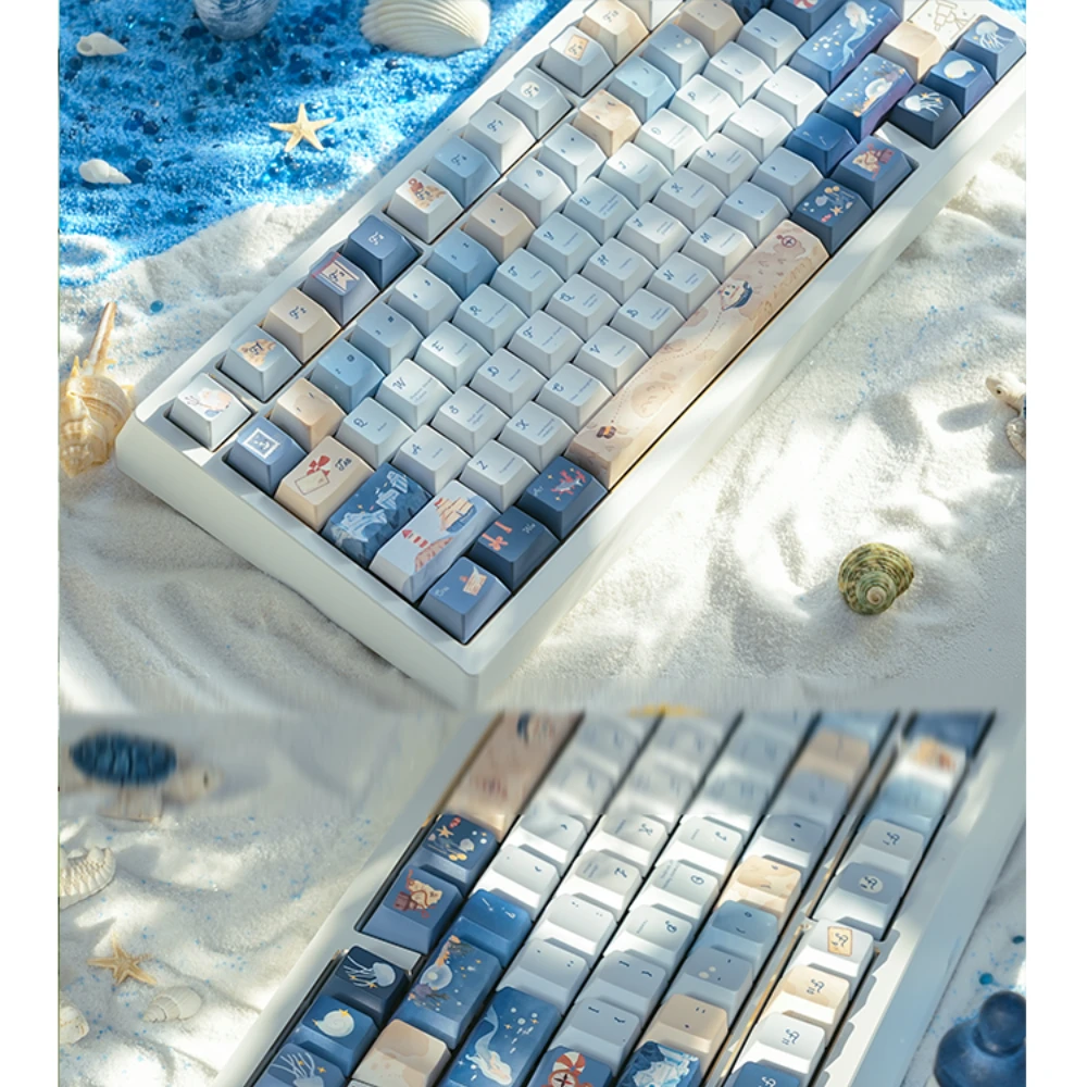 Imagem -04 - Navigation Chart Cherry Retro Ocean Pbt Keycap Oceano Azul Keycaps Faça Você Mesmo em Forma de l Enter Key Split Space Alice 138