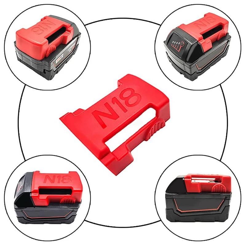Imagem -02 - Resistente Bateria Ferramenta de Energia Suportes Montagem para Milwaukee 18v Broca Ferramenta Elétrica e Bateria Capa Doca Rack Armazenamento Vermelho Preto Peças