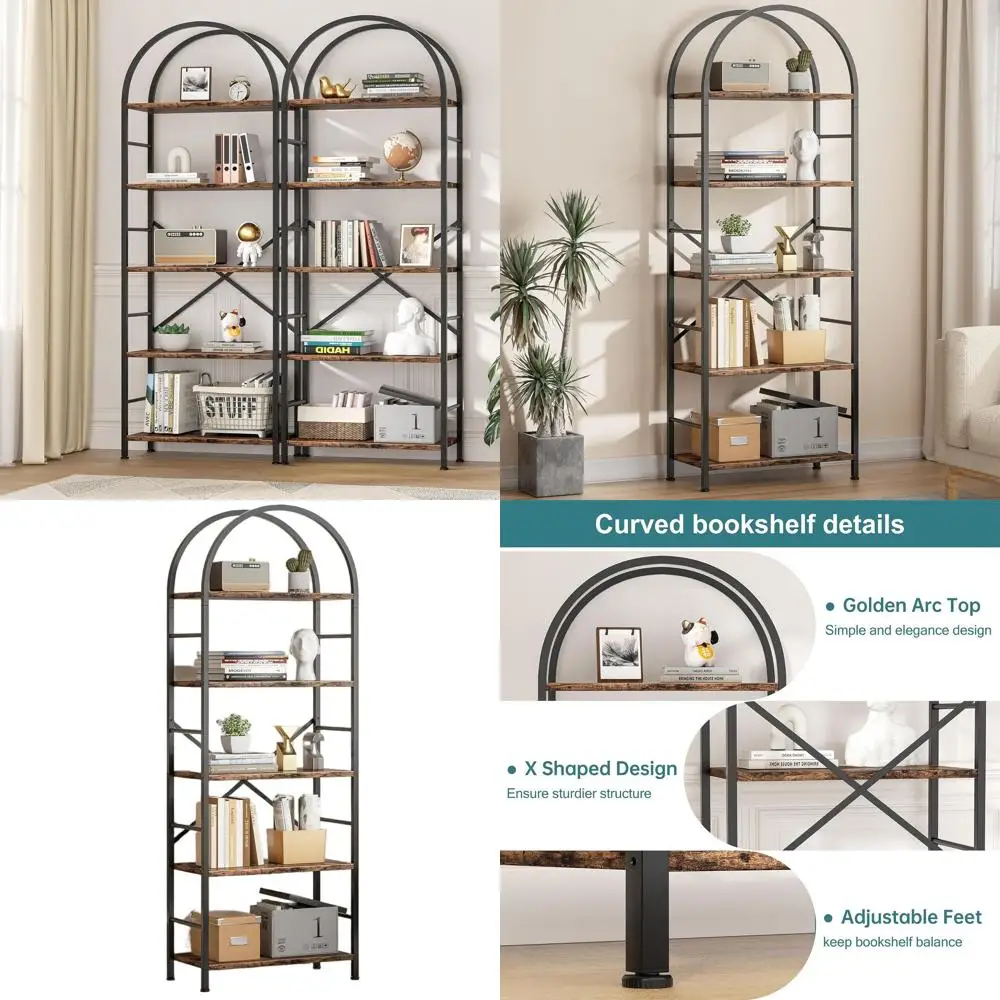 5-Tier Arched Bookc…