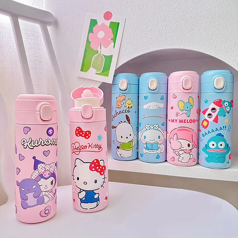 Cartoon Sanrio Vacuum Cup Anime Thermos Cute Cartoon Bounce Lid Straight Drink Cup Gift