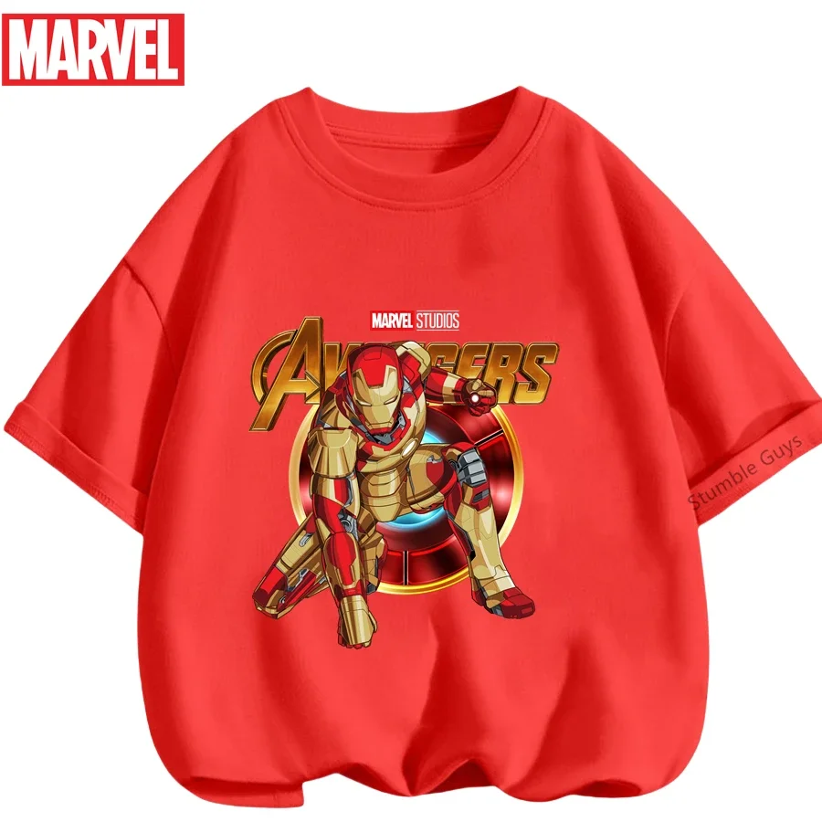 

Летняя футболка для мальчиков с изображением Железного человека, топ для девочек с принтом Мстителей, детские футболки с ретро-принтом Marvel, новая аниме-одежда 2026 года
