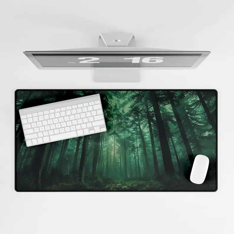 

Green Forest deskmat PC desktop decoration plant mousepad HD printing accessory rubber anti-slip universal for home gamers