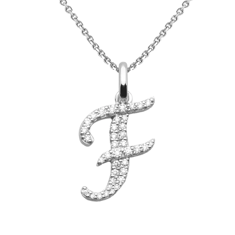 Kibao Initial A-Z 26 925 Silver Letter F D Color VVS1 Moissanite Letter Pendant