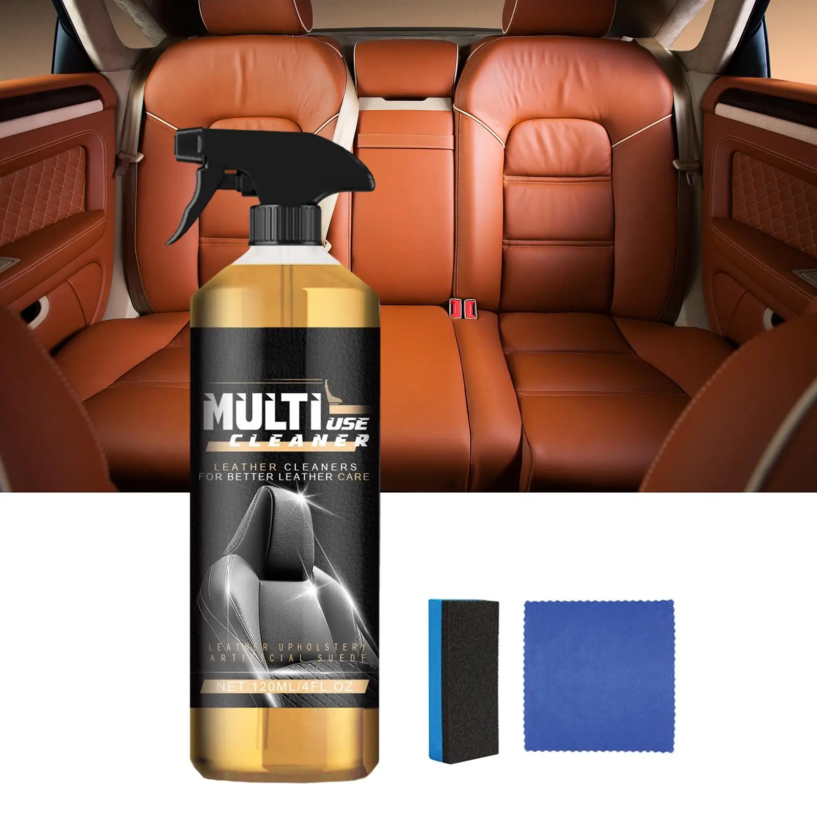 Car Leather Cleaner Set Multifunctional with Cloth Accessories Car Cleaning Supplies for Sofa Furniture Coach Shoes Purses