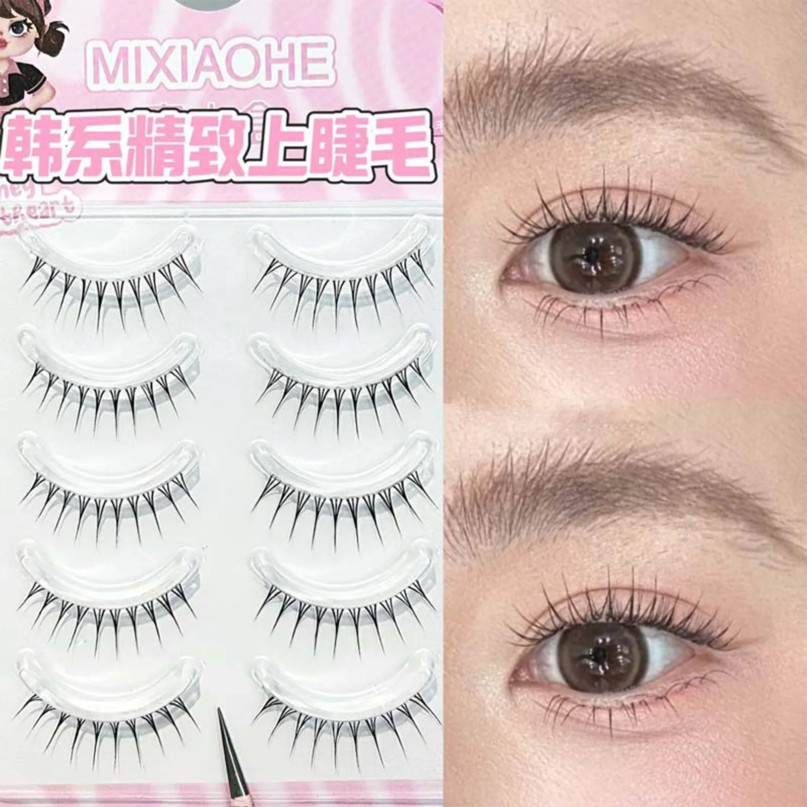 رموش صناعية على الطراز الكوري شرائط شفافة خفيفة الوزن ذات مظهر طبيعي رموش فردية للنساء مكياج K-Pop #2