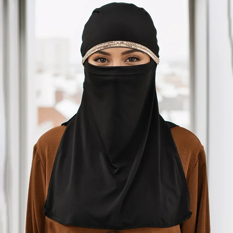 

Ramadan Amira Diamonds Headscarf Muslim Hijab Women Head Wrap Veil Islam Instant Scarf Shawls Bonnet Turban Niqab Nikab Turbante