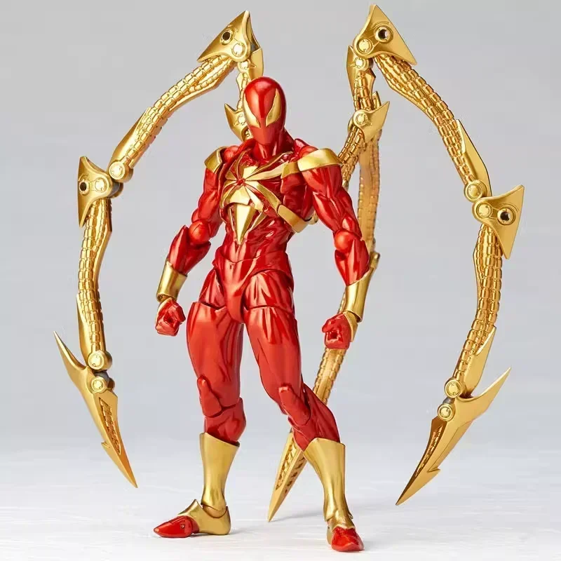 14cm Marvel Kaiyodo Revoltech Amazing Yamaguchi Iron Spider-Man Action Figure Model Doll Collectible Toy Room Decoration Gifts