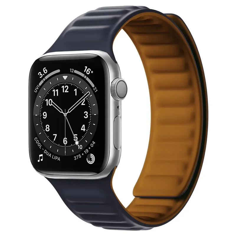 Silicone Link strap For Apple watch band 44mm 40mm 45mm/41mm 38mm 42mm Magnetic Loop bracelet iWatch Apple watch 5 4 3 se 6 7