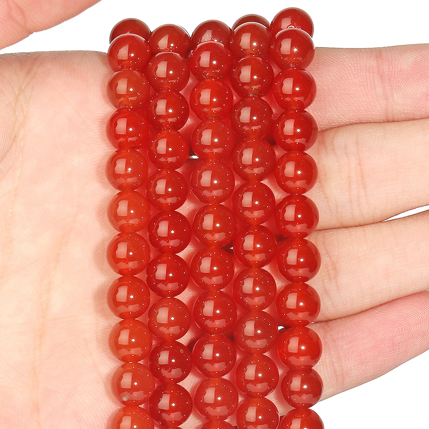 Großhandel Natürliche Rote Achat-Karneol-Steinperlen 4-12mm Runde Lose Perlen für Schmuckherstellung DIY Armband-Zubehör – Detail 5