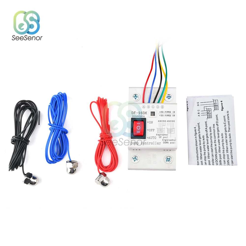 Imagem -03 - Interruptor Automático de Controlador de Nível de Água Tanque de Água Sensor de Detecção de Nível Líquido Controlador de Bomba Df-96d Df-96dk 20a 220v