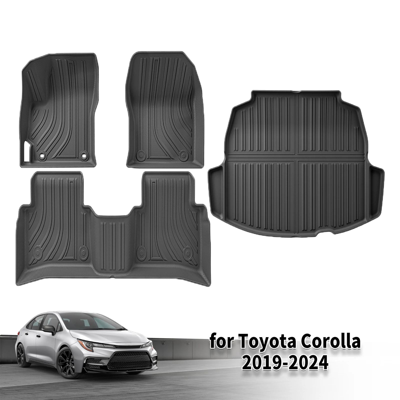 for Toyota Corolla 2019-2021 2022 2023 2024 (not fit hatchback) LHD Odorless Waterproof 3D TPE Car Floor & Trunk Mats