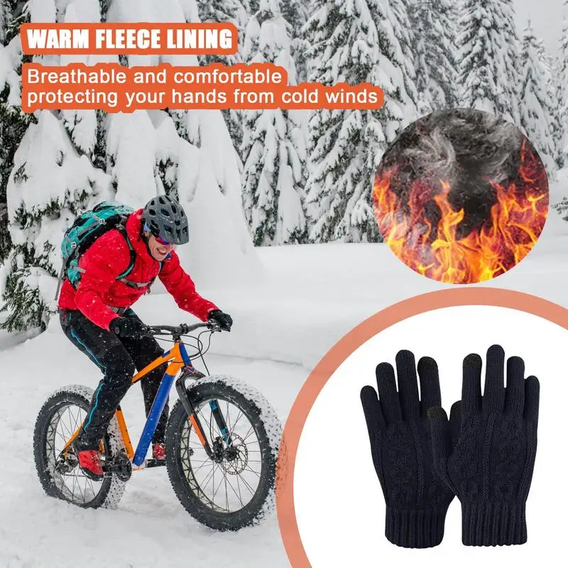 Cycling Gloves Warm Touchscreen Gloves With Non Slip Fingers Thickened Winter Gloves Outdoor For Women Men Keep Hand Warm