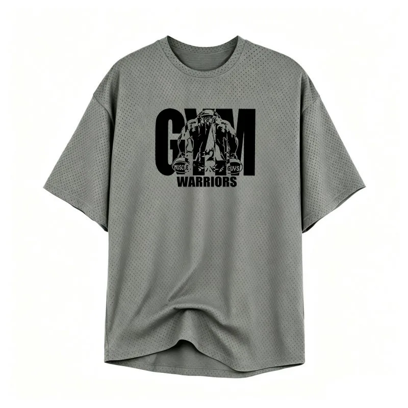 Camiseta Deportiva Casual Oversize para Hombre, Gimnasio, Culturismo, Fitness, Manga Corta, Verano, Malla, Secado Rápido, Transpirable 6