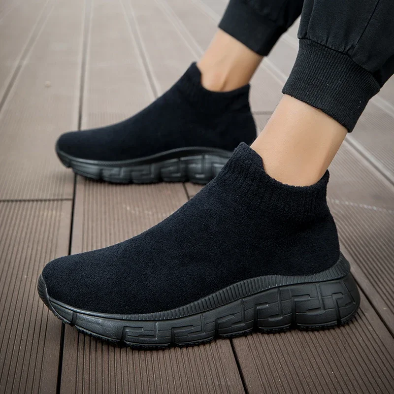 Men Snow Boots slip on plush Warm Fur Winter Men Shoes Antislip Casual Ankel Boots outdoor Plush Male Boots men cotton shoes