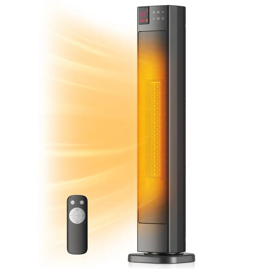 

Керамический напольный обогреватель 30 Ceramic Tower с регулируемым термостатом для больших помещений, 75-градусная осцилляция, пульт дистанционного управления и 12-часовой таймер, защита от опрокидывания.