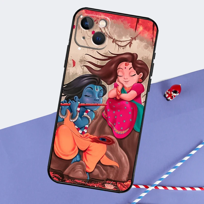 Lord Krishna Radha Soft Case For iPhone 16 15 14 13 12 11 Pro Max XS X XR 7 8 Plus 13 12 Mini Protection Cover