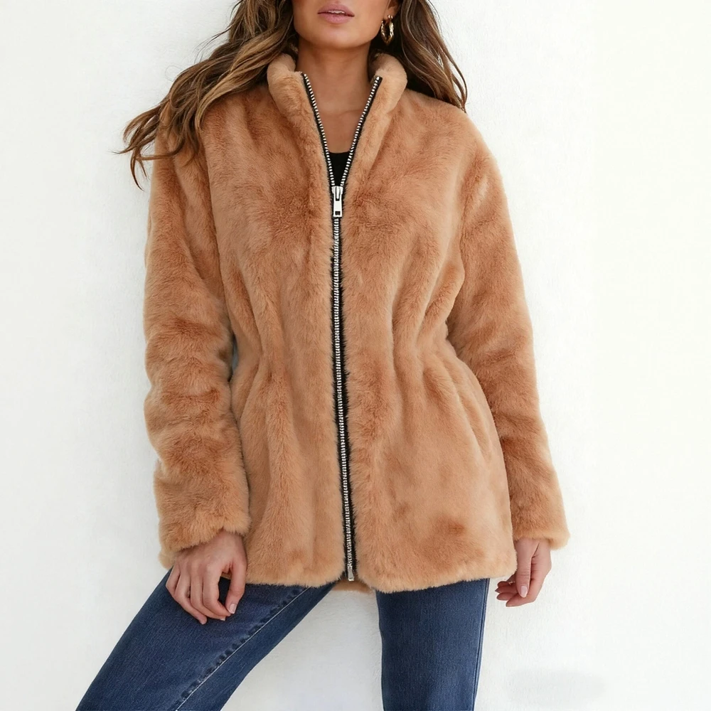 

Casual Plush Coat Winter Clothes Women's Fashion Outerwear Comfortable Soft Material No Decoration Style
