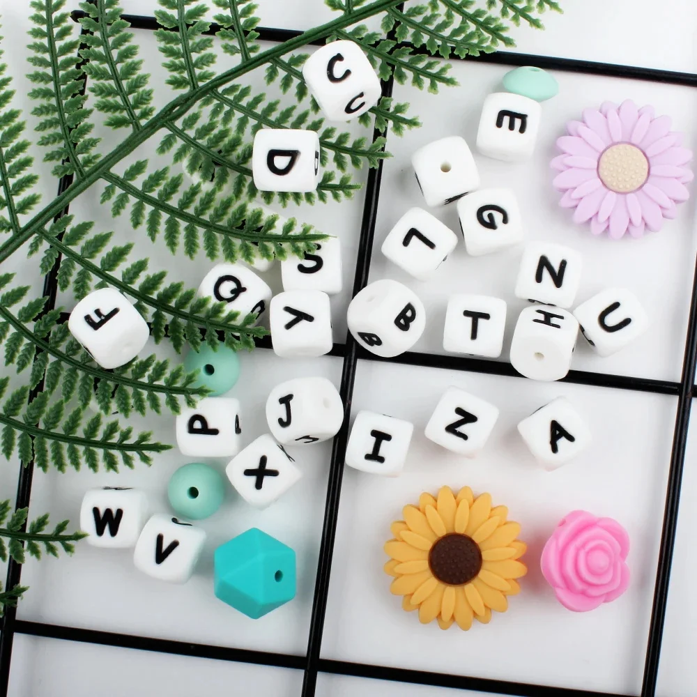 20PCS/Lot Silicone Letters Beads 12MM Baby English Alphabet Chew Bead BPA Free DIY Pacifier Chain Keychains Pen Accessories