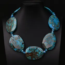 GG Natural Big Chunky Slice Blue Ocean Jasper Agate Stone Raw Slab Blue Crystal Necklace For Women