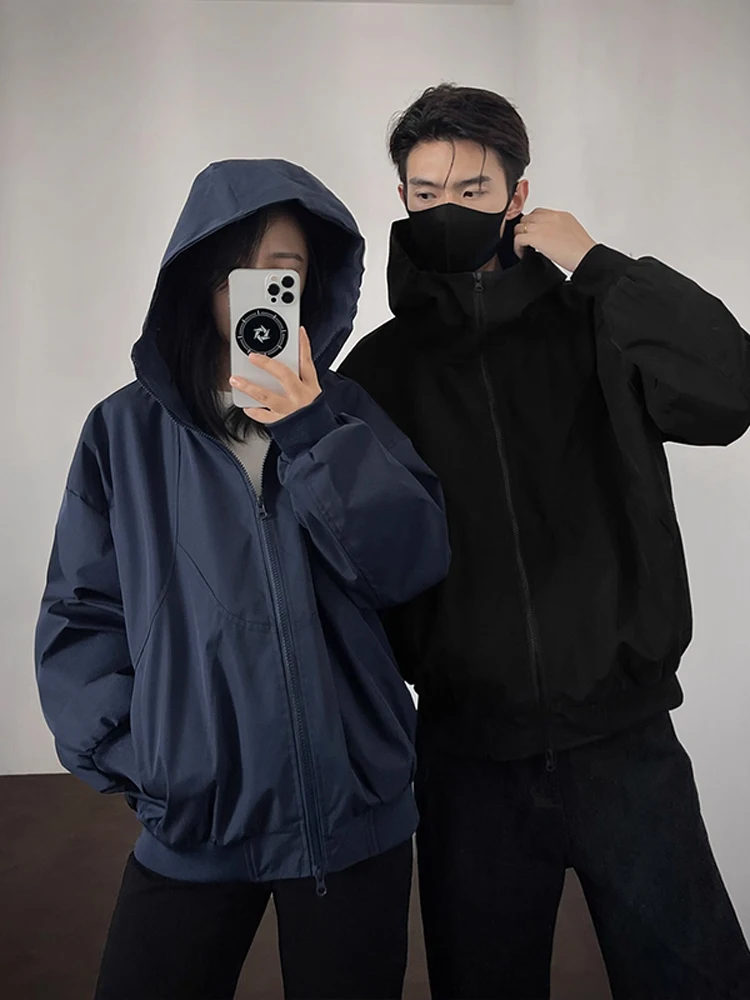 

Cleanfit Deconstructed Splice Hood Jaet Men's Women's Design Sense Pleated Outerwear Couple Sle Windbreaker