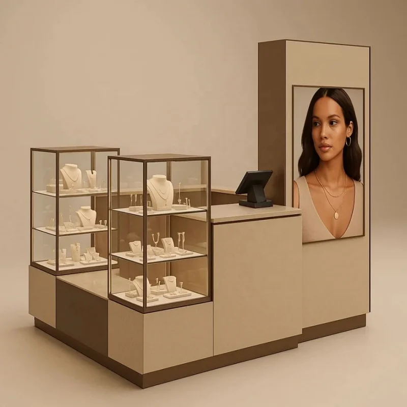 custom.High End Mall Jewelry Kiosk Display showcase Cabinet Shop Fitting Kiosk Jewelry Design