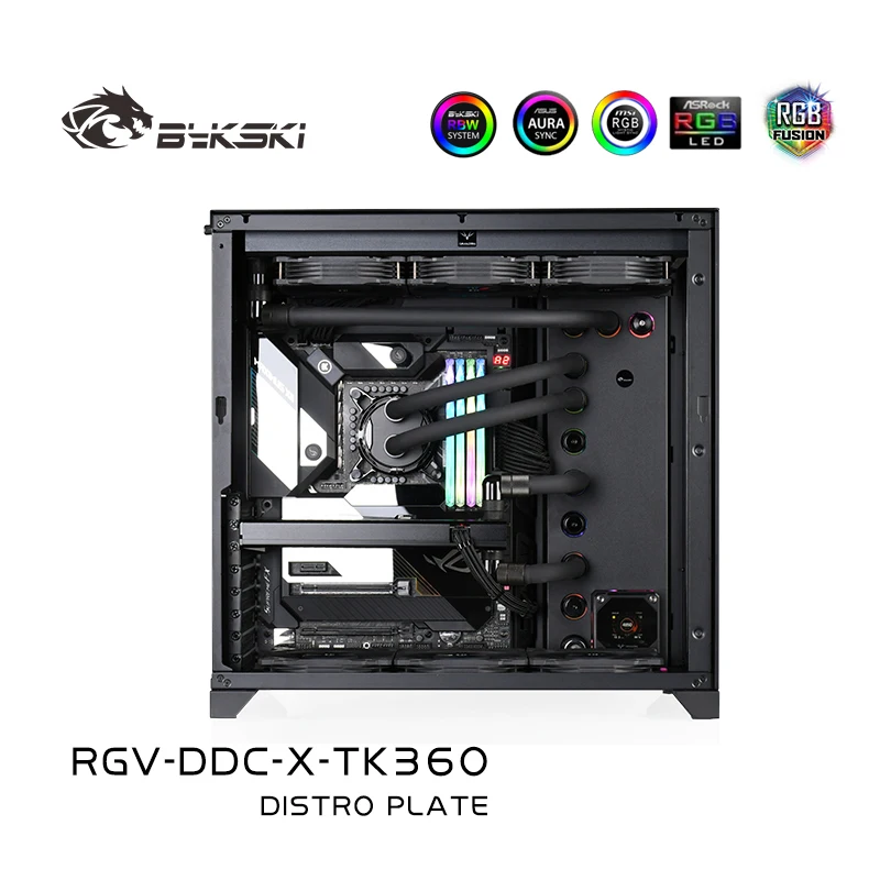 Imagem -04 - Bykski-desktop Computer Distro Plate Universal Waterway Board Reservatório de Água Nova Solução 5v Argb Rgv-ddc-x-tk120 240