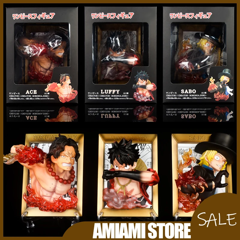 

20,5 см цельная 1:1, масштаб Sabo Ace Luffy, фоторамка, фигурка, мемориальная статуя три братья, аниме, настенный декор, модель куклы, игрушка в подарок