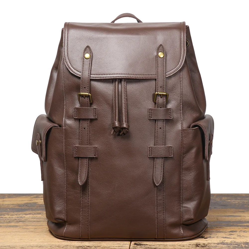 

LJ-1940 Head Layer Cowhide Backpack, Casual Business Computer Backpack, Large Capacity Business Travel Bag