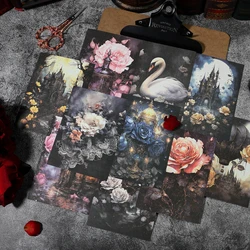 JIANQI 20pcs/pack Vintage Flowers Animals Materials Paper DIY Scrapbooking Collage Diary Decor Stationery Craft Light Paper