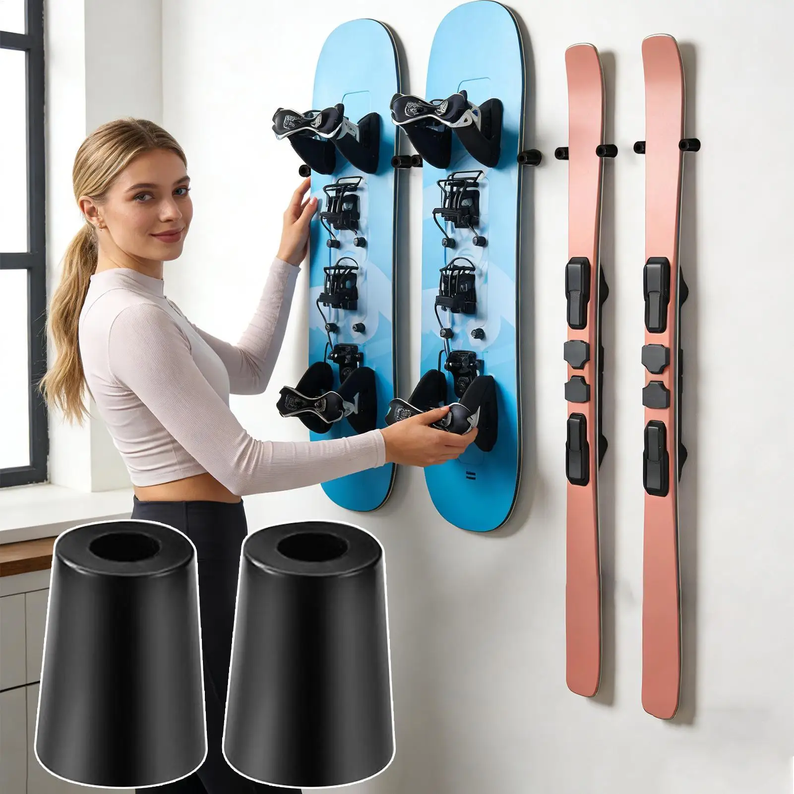 

Настенное крепление для лыж Вертикальная вешалка для сноуборда Хранение лыж для гаражного магазина Внутренний дисплей Спортивный магазин Оборудование Скейтборд