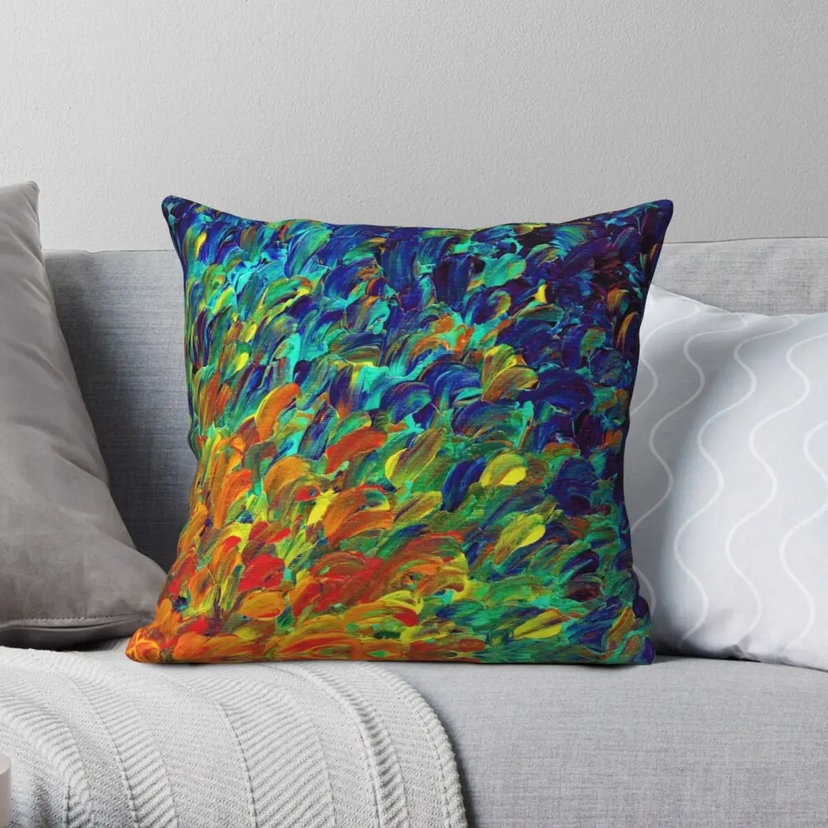 

Ocean Waves Splash Ombre Square Pillowcase Polyester Linen Velvet Pattern Zip Decor Pillow Case Car Cushion Cover