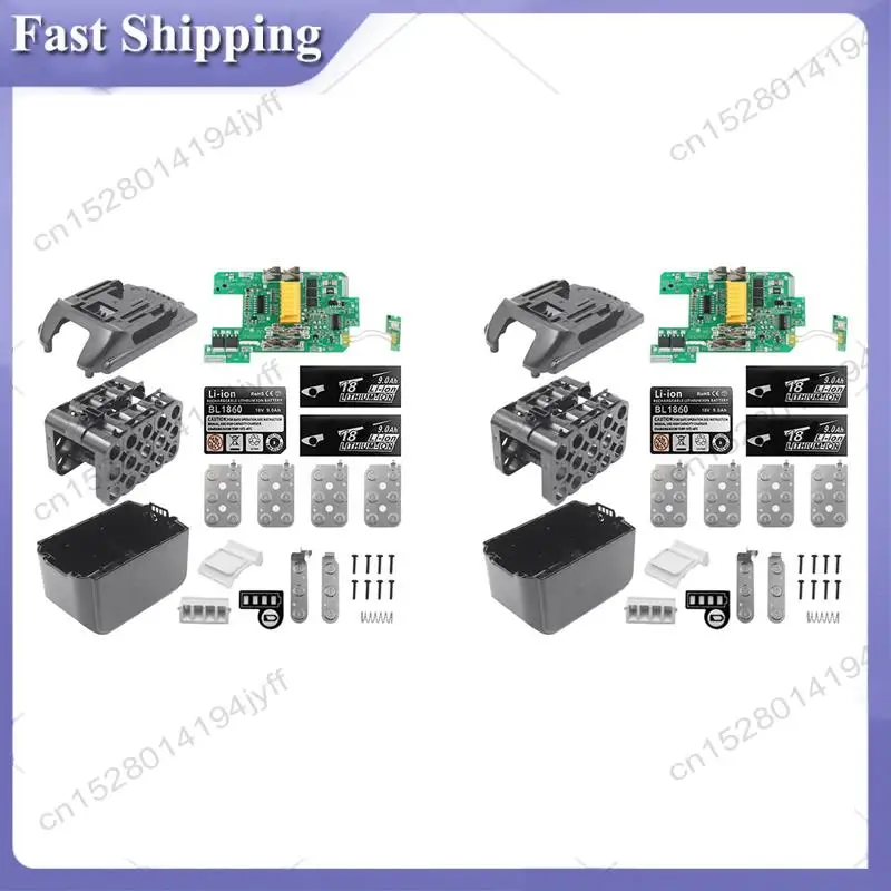 -ABDH 2X BL1890 علبة بطارية ليثيوم PCB شحن حماية لوحة دوائر كهربائية شل صندوق ل 18 فولت 9.0Ah 18650 -15