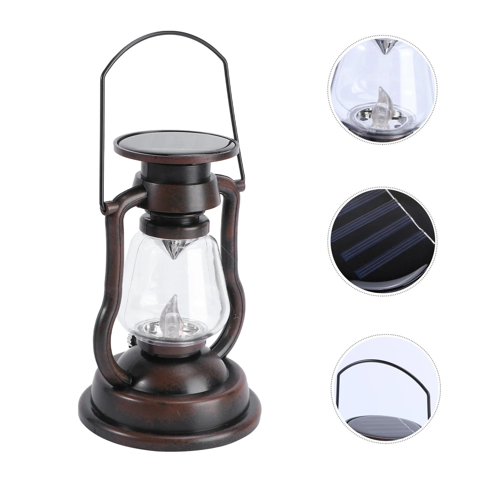 

1Pcs Retro Solar Lantern Brown Decorative Handheld Lamp Outdoor Garden Light Vintage Lamp for Home Festival Night Decor