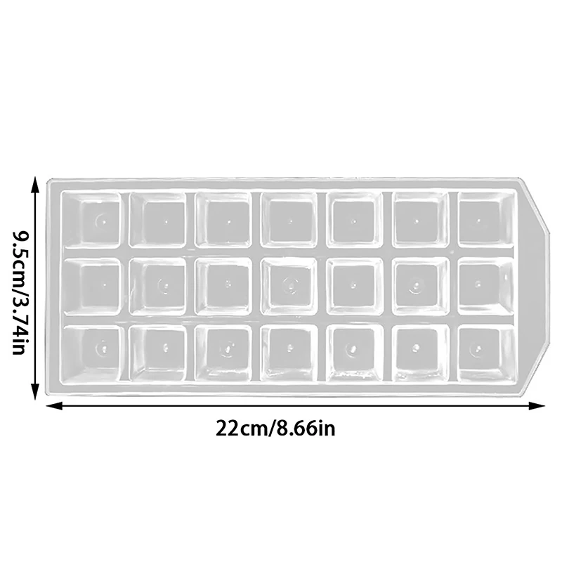 Engrossar plástico Ice Cube Mold, reutilizável Whisky Bandeja, DIY Geléia Congelador Mould, Household Kitchen Bar Acessórios, 21 Grids, 1Pc