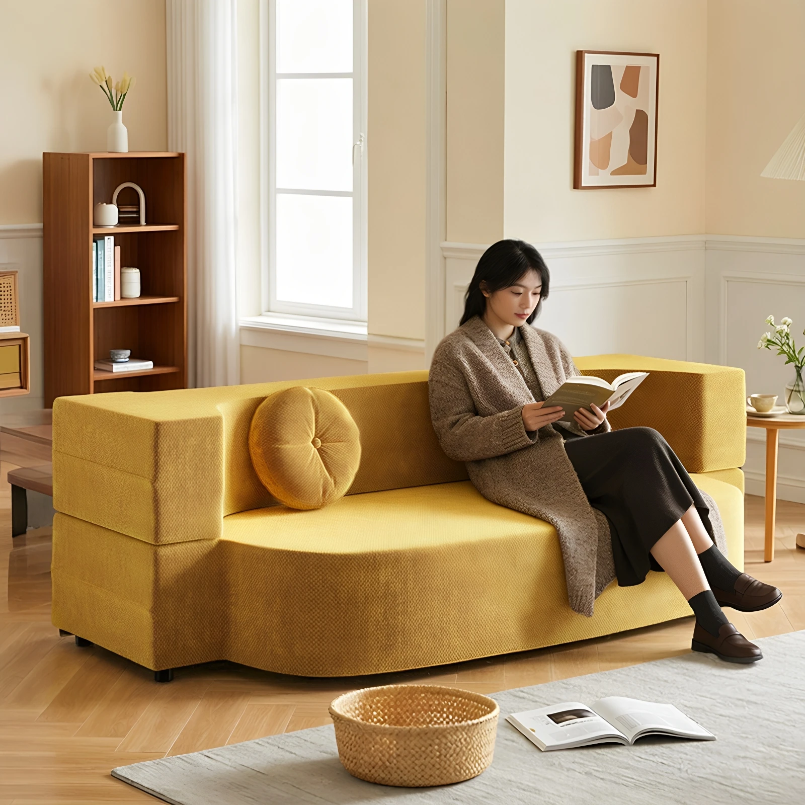 CX compression folding sofa bed integrated dual-purpose new small apartment bedroom living room single double lazy tatami