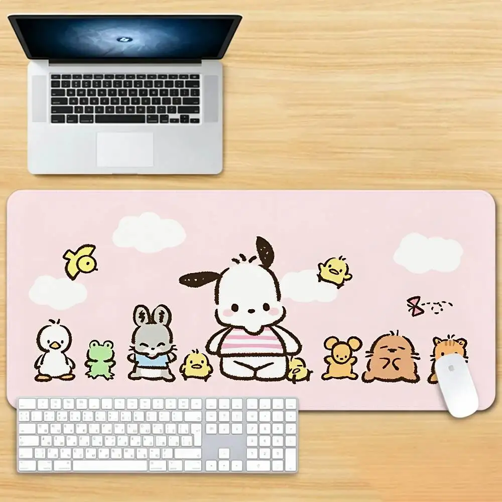 Cute P-Pochacco Gaming Mouse Pad Non-Slip Lock Stitched Edge Large Office Desk Mat For Computer And Keyboard