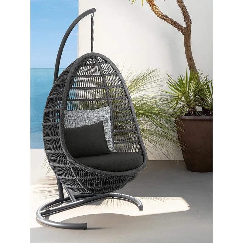 Outdoor hanging basket swing courtyard balcony rattan hanging chair floor to ceiling home leisure open air Internet celebrity la