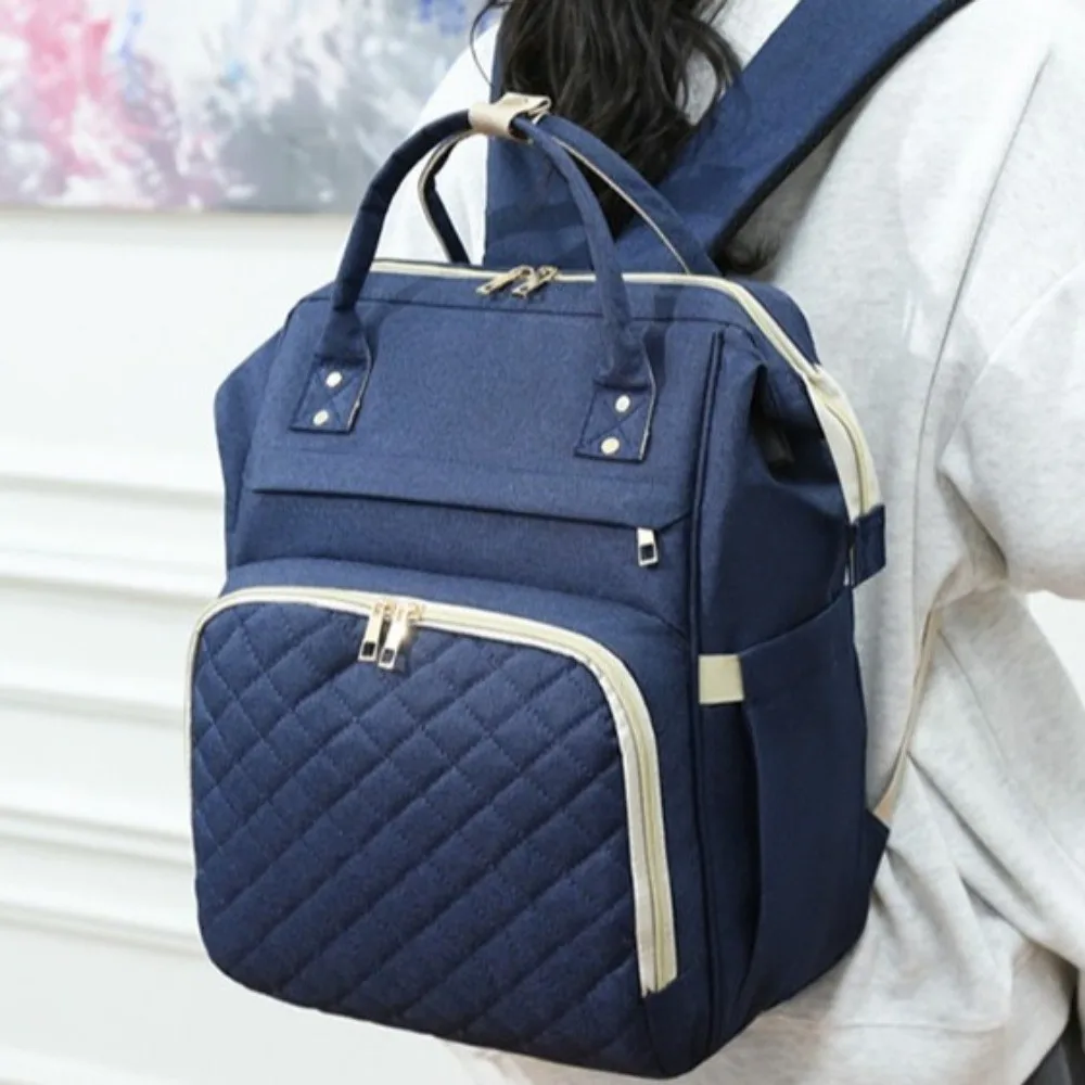 Simple Nylon Mommy Bag Large Capacity Multifunctional Diaper Backpack Insulated Pockets Hand-held Maternity Travel Bag Baby Care