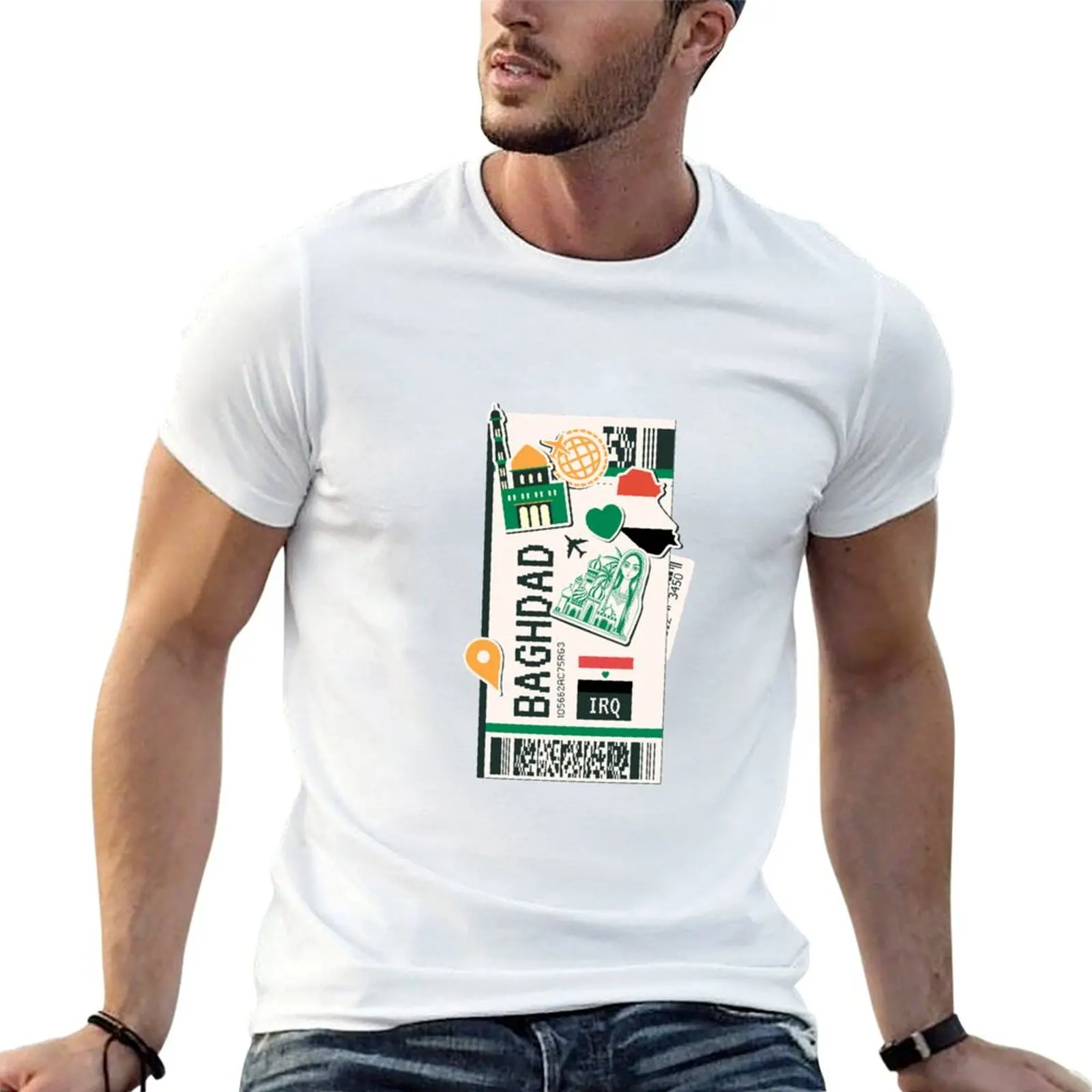 

Baghdad shirts tees Ticket Boarding Iraq man Pass t graphic Airplane T-Shirt man for Plane t cotton shirts