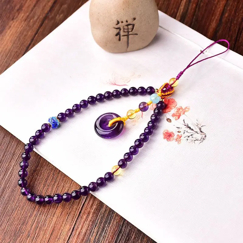 Dream Amethyst Phone Chain Short Internet Celebrity Gift Chinese Style Wrist Girl Hanging Rope Jibai Girl